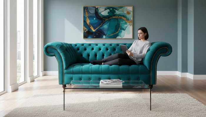 Sofa 2 miejsce do siedzenia Design Sofy Podkładka Kanapy Włókienniczy Chesterfield Siedziba