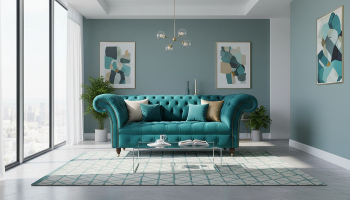 Sofa 2 miejsce do siedzenia Design Sofy Podkładka Kanapy Włókienniczy Chesterfield Siedziba