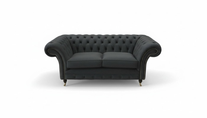 Chesterfield Czarny 2 miejsce do siedzenia Couch Podkładka Couches Design Sofa Włókienniczy