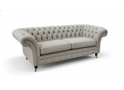 Chesterfield 3 Siedziba Relaks Lounge Sofa Włókienniczy Podkładka Couch Materiał Kanapy