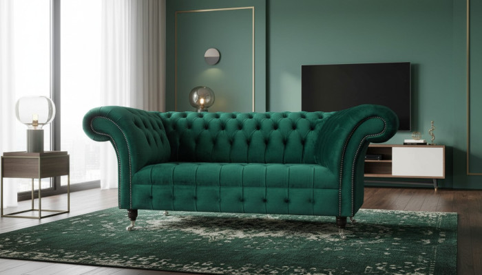 Dwuosobowa sofa Chesterfield 2 miejsce do siedzenia Design Sofy Podkładka Modern Siedziba Materiał