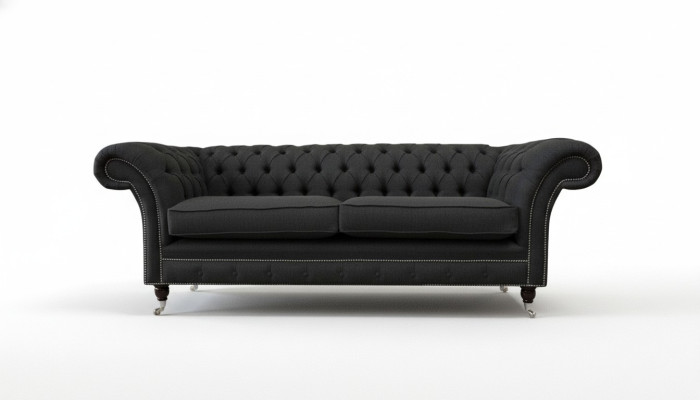 Sofa do Salonu Sofa Chesterfield Sofa Trzyosobowa Design Czarne Meble Nowość