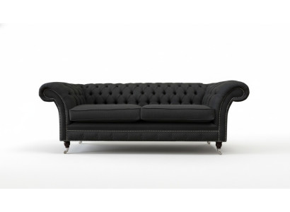 Sofa do Salonu Sofa Chesterfield Sofa Trzyosobowa Design Czarne Meble Nowość