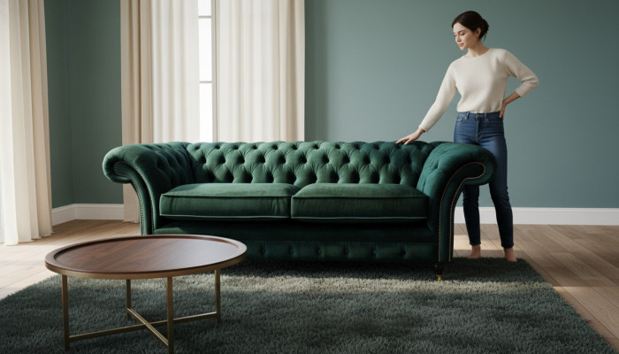 Chesterfield Podkładka 3 miejsce do siedzenia Włókienniczy Kanapy Sofa Kanapa Trzyosobowa Aksamit