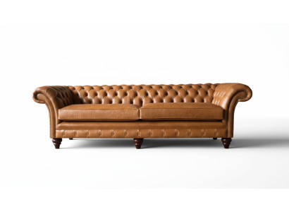 Sofa 4 miejsce do siedzenia Sofa Podkładka Chesterfield Sofa Siedziba Skóra Design Brown Meble
