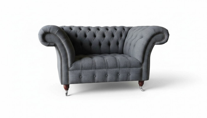 Chesterfield Design Fotel Grey Podkładka Luxury Włókienniczy Kanapy 1 miejsce do siedzenia