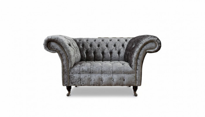 Chesterfield Fotel Design Podkładka Sofa Kanapa Chesterfield Włókienniczy Srebrna