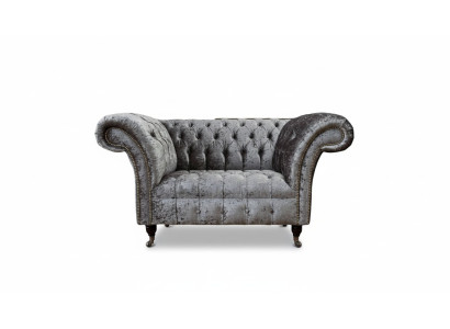 Chesterfield Fotel Design Podkładka Sofa Kanapa Chesterfield Włókienniczy Srebrna