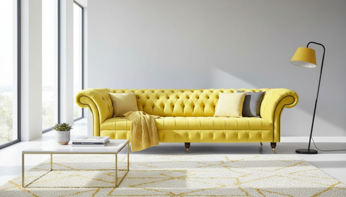 Sofa czteroosobowa Chesterfield Design Sofy Meble Salon Kanapa Podkładka