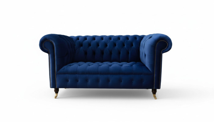 Chesterfield Meble biurowe Sofa Kanapa 2 Siedziba Włókienniczy Blue