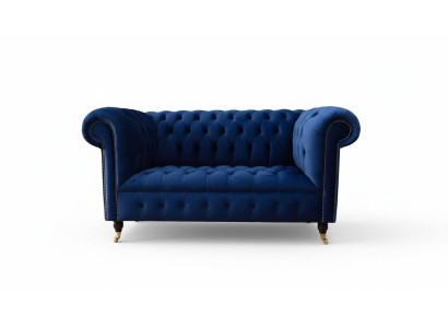 Chesterfield Meble biurowe Sofa Kanapa 2 Siedziba Włókienniczy Blue