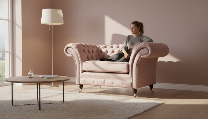 Chesterfield Design Fotel Rosa Podkładka Luksusowe kanapy włókiennicze 1 miejsce do siedzenia