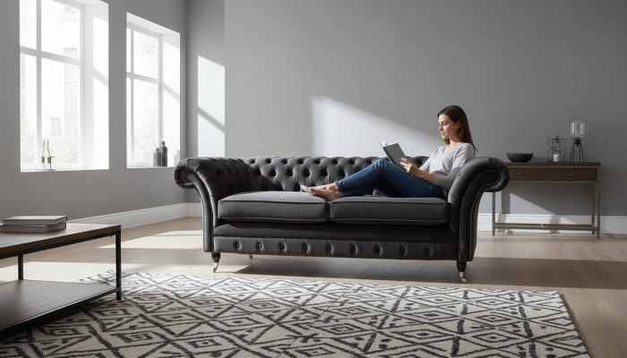 Sofa 3 miejsce do siedzenia Salon Luksusowa Podkładka Designerskie Meble Chesterfield Nowość