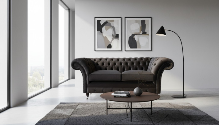 Chesterfield Włókienniczy Sofa 2 miejsce do siedzenia Podkładka Design Luxury Couch Sofy materiałowe