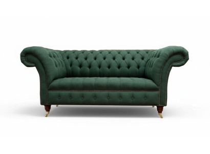 Chesterfield Sofa 2 miejsce do siedzenia Podkładka Sofy Green Luxury Fabric Sofy Włókienniczy
