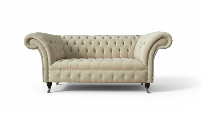 Sofa dwuosobowa Podkładka Sofa 2 Siedziba Włókienniczy Materiał Luksus Chesterfield Nowy