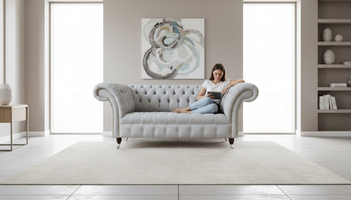 Chesterfield Luxury 2 miejsce do siedzenia Podkładka Sofa Włókienniczy Materiał Kanapy Nowe
