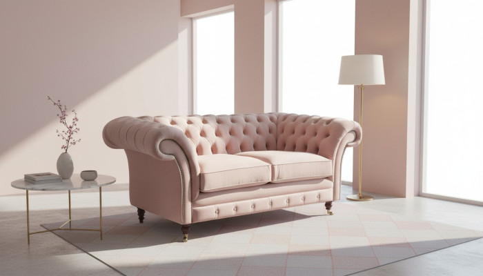 Sofa 2 miejsce do siedzenia Kanapa Podkładka Chesterfield Living Room Design Włókienniczy Nowość