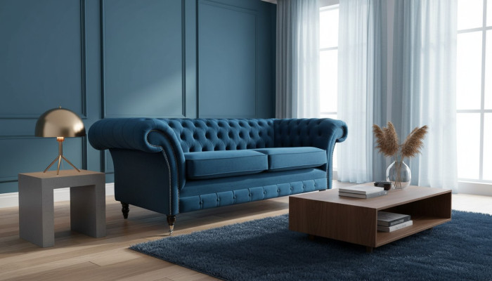Design Sofa 3 miejsce do siedzenia Sofa Podkładka Luksusowe Sofy Włókiennicze Chesterfield Nowe