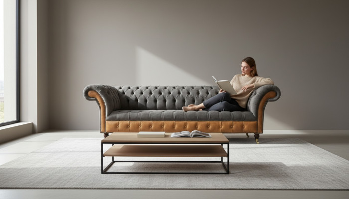 Sofa 4 miejsce do siedzenia Chesterfield Luxury Couch Big Couches Podkładka 300cm Design