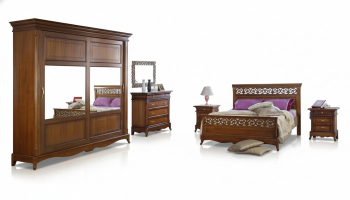 Łóżko 2x Szafki nocne 6szt. Sypialnia Design Modern Luxury Sypialnia