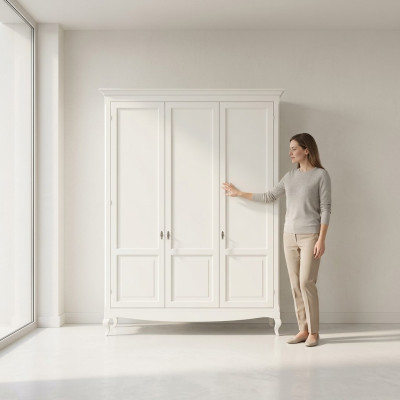 Szafa Sypialnia Drewno Classic Design Meble Białe Szafki