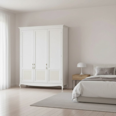 Szafa Sypialnia Drewno Classic Design Meble Białe Szafki