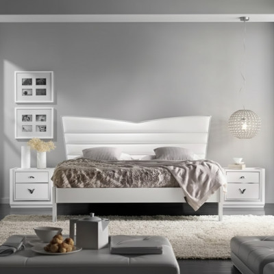 Design Meble Łóżko 2x Szafki nocne 3 szt. Zestaw Sypialnia Luksusowe łóżko Nowość