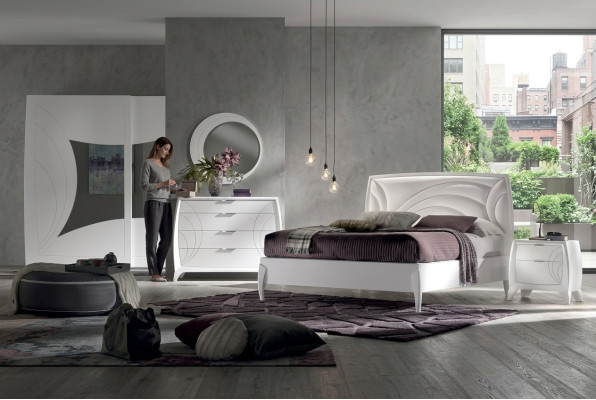 Luksusowe Zestawy Sypialnia Łóżko 2x Szafki nocne Design Kredens Meble 6szt