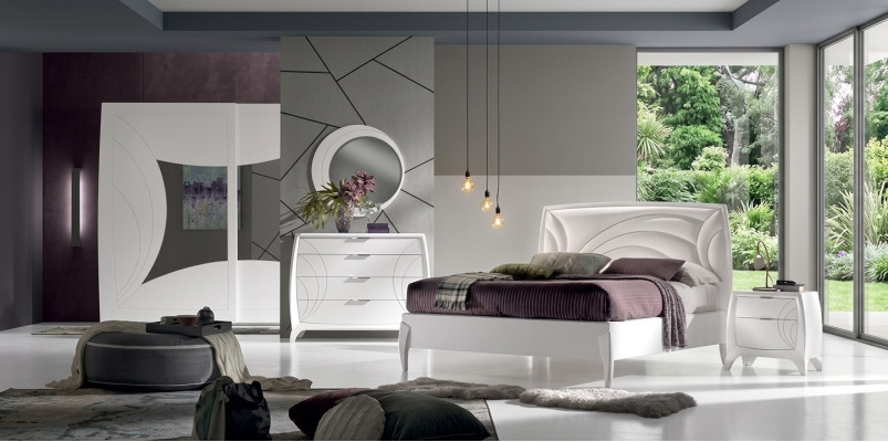 Luksusowe Zestawy Sypialnia Łóżko 2x Szafki nocne Design Kredens Meble 6szt