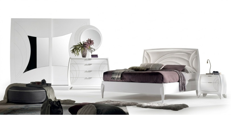 Luksusowe Zestawy Sypialnia Łóżko 2x Szafki nocne Design Kredens Meble 6szt