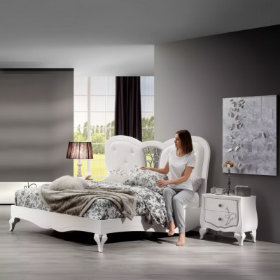 Łóżko 2x Szafki nocne 3 szt. Sypialnia Zestaw Design Meble Nowoczesne Luksusowe Nowe