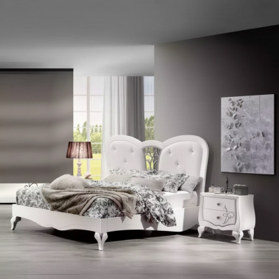 Łóżko 2x Szafki nocne 3 szt. Sypialnia Zestaw Design Meble Nowoczesne Luksusowe Nowe