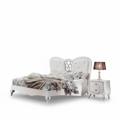 Łóżko 2x Szafki nocne 3 szt. Sypialnia Zestaw Design Meble Nowoczesne Luksusowe Nowe