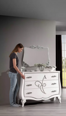 Komoda Kredens Designerska Luksusowa Szafki Drewno Biały Komody Modern Nowość