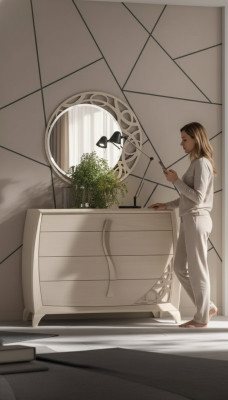 Zestaw designerskiej luksusowej konsoli Kredens Lustro Komody Meble Drewno Beige
