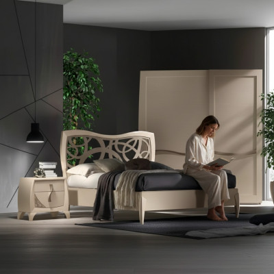 Łóżko 2x Szafki nocne 3 szt. Sypialnia Design Luksusowe Meble Sypialnia