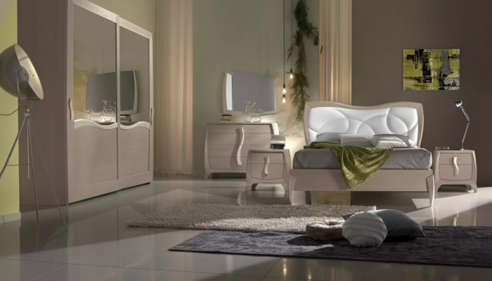 Łóżko 2x Szafki nocne Zestaw Sypialnia 6-częściowy Design Modern Luxury Meble Nowość