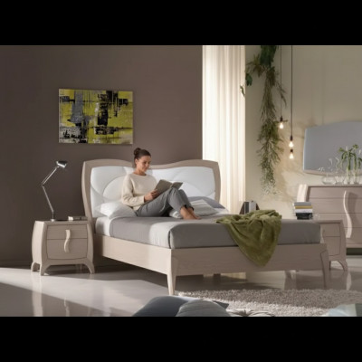 Design Łóżko 2x Szafki nocne 3 szt. Sypialnia Luksusowa Kompletna Ustaw