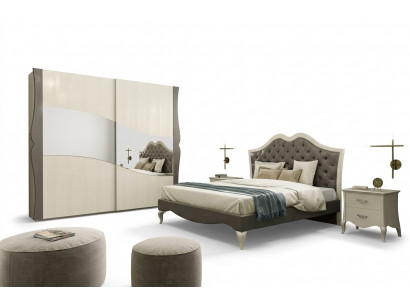 Łóżko projektowe Sypialnia Łóżko 2x Szafki nocne Modern Luxury Meble 3-częściowe