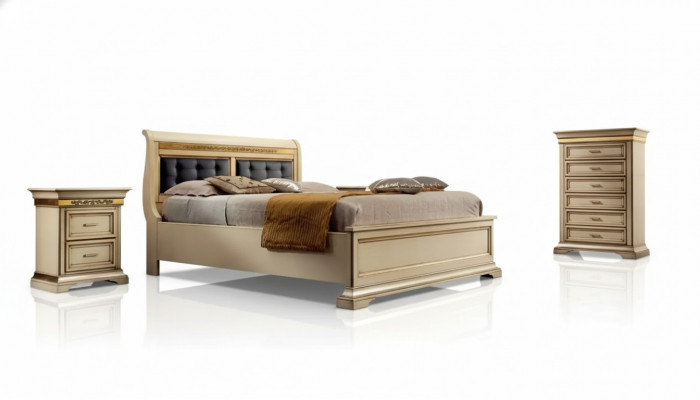 Kompletna Sypialnia Design Nowoczesne Luksusowe Łóżko 2x Szafki nocne Kredens