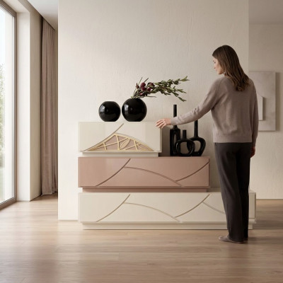 Włoskie Meble Design Kredens Nowoczesne Beżowe Luksusowe Drewno Meble Nowe