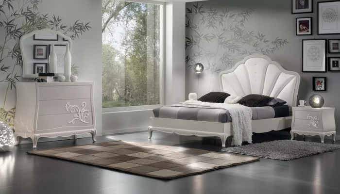 Luksusowy zestaw Sypialnia 5 sztuk. Łóżko 2x Szafki nocne Kredens Designer Meble