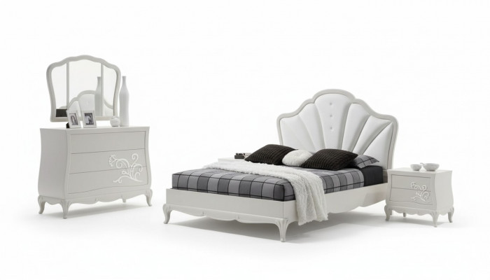 Luksusowy zestaw Sypialnia 5 sztuk. Łóżko 2x Szafki nocne Kredens Designer Meble