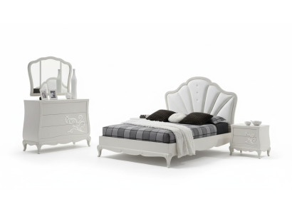 Luksusowy zestaw Sypialnia 5 sztuk. Łóżko 2x Szafki nocne Kredens Designer Meble