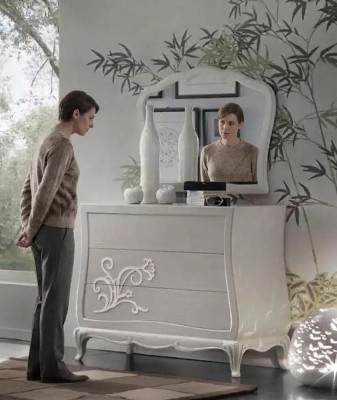Luksusowa konsola Kredens z Lustro Komody Drewno Modern Design Grey