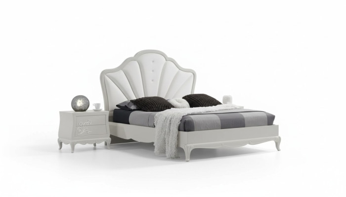 Sypialnia 3 szt. Zestaw łóżko 2x Szafki nocne Modern Design Szare łóżko