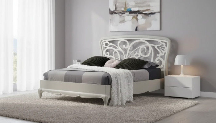Włoska Sypialnia Meble Łóżko Luxury Meble Design Szare łóżko Nowość