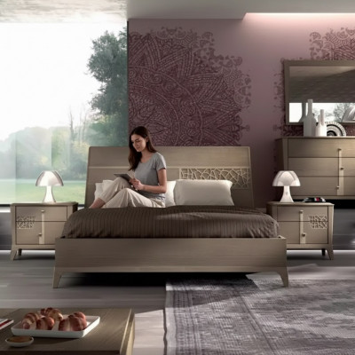 Łóżko Sypialnia Zestawy Designer Luxury Complete 2x Szafki nocne 3 szt.