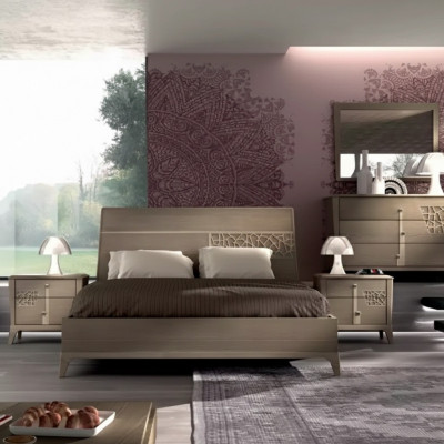 Łóżko Sypialnia Zestawy Designer Luxury Complete 2x Szafki nocne 3 szt.